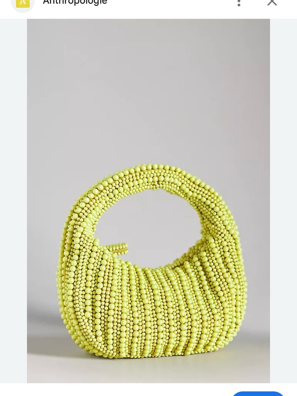 Anthropologie Maeve Tate Beaded Crescent Tote Bag Purse in Lime Chartreuse
